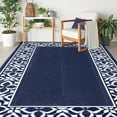 thumbnail image 2 of BERTHMEER 9'x12' Large Outdoor Rugs Plastic,Waterproof Reversible Straw Rugs for RV,Deck,Camping,Beach,Picnic,Backyard,Garden and Balcony,Deep Blue and White, 2 of 5