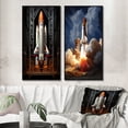 thumbnail image 1 of Designart "Reverent Rocketship I" Rocketship Framed Wall Art Set Of 2 - Coral Transportation Framed Canvas Set For Living Room Decor, 1 of 6