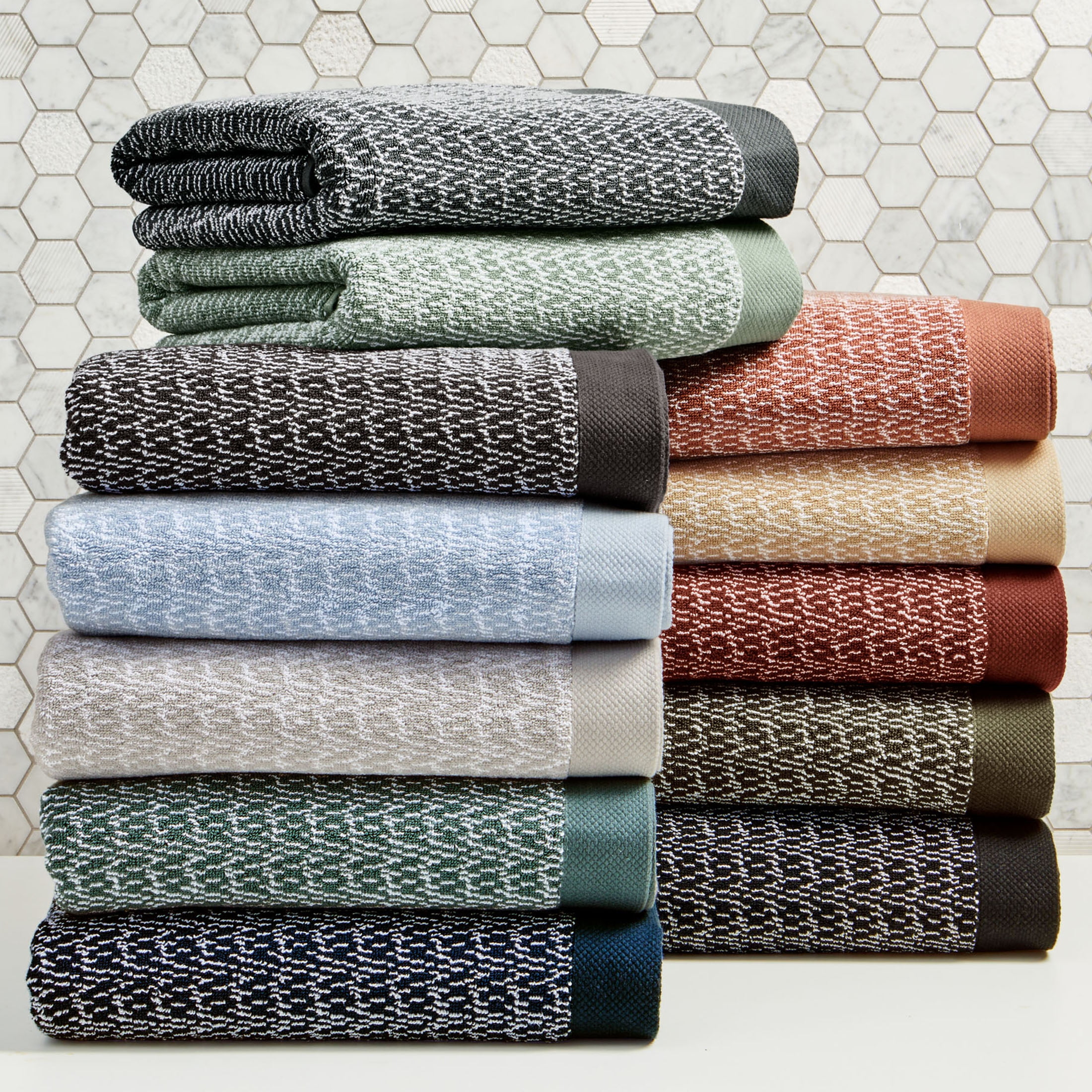 Better Homes & Gardens Signature Soft Cotton Melange 6 Piece Bath Towel Set,Old Rose