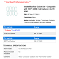 thumbnail image 2 of Intake Manifold Gasket Set - Compatible with 2007 - 2008 Ford Explorer 4.6L V8 VIN 8, 2 of 2