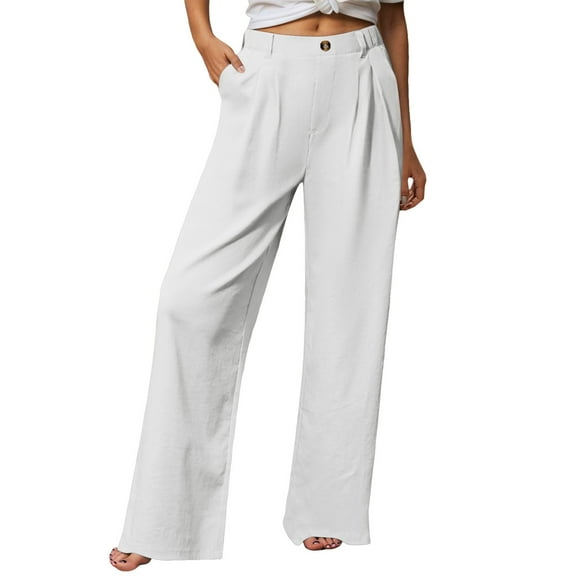 Men Summer Outfits Womens Pants Suit Casual Work Pants for Women Casual Summer Loose for Women Elderly Womens Clothes Warm Work Plaid Dress White L