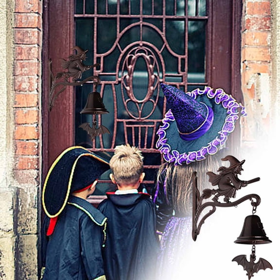 Witch Bells for Door,Halloween Decorations Vintage Witch Doorbell,Cast Iron Resin Halloween Witchs Dcor,Easy Mount Doorbell,Gothic Dcor for Front Door,Porch,Outdoor Protection(Witch B)