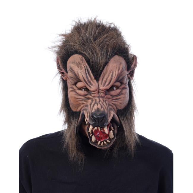 Adult Werewolf Mask Full Overhead Latex Head Face Fangs Were Wolf Men's Costume