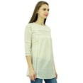 thumbnail image 4 of Phagun Women's 3/4 Sleeves Designer Lace Short Tunic Cotton Blouse Summer Casual Tops, 4 of 8