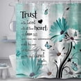 thumbnail image 2 of Rustic Farmhouse Shower Curtain, Farm Teal Daisy Bible Verse Inspirational Motivational Quote Bath Curtains, Country Wooden Turquoise Blue Bathroom Shower Curtains with Hooks, 72X84IN, 2 of 4
