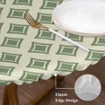 thumbnail image 4 of Modern Geometric Round Fitted Table Cover Abstract Geometric Retro Green Geometric Texture Waterproof Table Cloth with Elastic Edge Wipeable Tablecloth for Picnic Camping Party Fits 45"-54" Diameter, 4 of 8