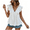 White-04, variant on Womens Summer Blouse Eyelet Embroidered with Ruffle Cap Sleeves V-Neck Babydoll Tunic Top for Daily