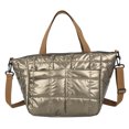 thumbnail image 1 of Moda espacio acolchado elegante color sólido bolso con asa superior cremallera enrejado bolso de gran capacidad, 1 of 7
