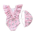 thumbnail image 4 of Toddler Girls Swimsuits One Piece Printed Bathing Suits Modest Swimwear with Hat Summer Beach Clothes Pink 3-4 Years, 4 of 5