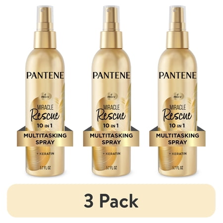 (3 pack) Pantene Leave in Conditioner Miracle Rescue 10 in 1 Multitasking Spray, 5.7 fl oz
