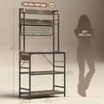 thumbnail image 2 of CoSoTower Kitchen Baker's Rack with Power Outlet and LED Light, 5-Tier Coffee Bar Station with 10 Hooks, Grey, 2 of 7