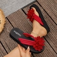 thumbnail image 2 of Cxenplz Womens Platform Flip Flops Flower Elastic Strap Thong Sandals Summer Beach Vacation Casual Comfortable Non Slip Shoes, 2 of 8