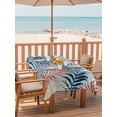 thumbnail image 2 of Outdoor Tablecloth with Umbrella Hole for Patio/Picnic/Party/Camping, Red Blue Teal Palm Leaves Waterproof Table Cloth Rectangle Table Cover Washable, Summer Botanical Tropical Leaf (60"x 84"), 2 of 9