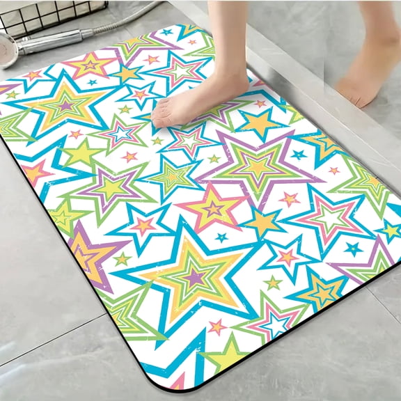 1pc Colorful Star Bathroom Rug Bathroom Decor and Accessories- Durable,Anti Slip,And Quick Drying,Suitable For Indoor/outdoor Use - Perfect For Bathrooms,Bedrooms,Kitchens