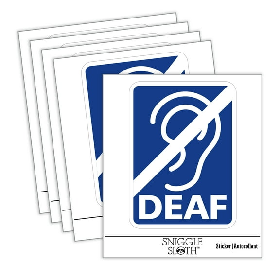 Deaf Hearing Loss Ear Car Window Bumper Water Bottle Phone Tablet Laptop Waterproof Vinyl Decal Sticker Set 5-Pack - Gloss Finish - 2.0"