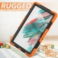 thumbnail image 5 of Dteck Heavy Case for Samsung Galaxy Tab A8 10.5 inch 2022 Tablet SM-X200/X205/207 with Built-in Screen Protector, Rugged Shockproof Kickstand Case with Shoulder Strap /Rotate Hand Strap,Orange + Black, 5 of 6