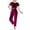 Wine, variant on Kaemgyyd Pajama Sets for Women Velvet Sleepwear 2 Piece Outfit Trendy Lounge Sets Soft Short Sleeve Crop Top and Long Pants