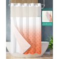 thumbnail image 2 of No Hook Shower Curtain with Snap in Liner, Orange White Ombre Geometric Trellis Morrocan Hotel Shower Curtains for Bathroom, Washable Shower Curtain Liner Set with Mesh Top Window, 36"x72", 2 of 6
