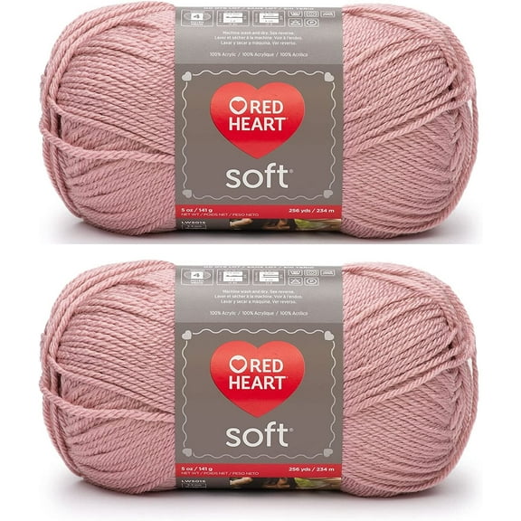 (Pack of 2) Red Heart Soft Yarn-Rose Blush
