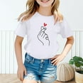 thumbnail image 2 of Girls Short Sleeve T Shirts Kids Cute Graphic Summer Tops Crewneck Basic Graphic Tees,X3-White,9-10 Years, 2 of 5