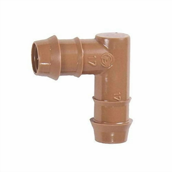USA MADE - 10-PACK - 1/2" Inch Drip Irrigation Connectors, Barbed Elbow Fitting, Fits 17mm, 600" ID Drip Tubing