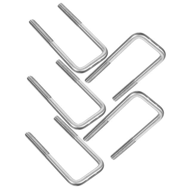 PinesC 5pcs 304 Stainless Steel U Bolt Set | Round Bend Square U Bolts for Trailer Use | * Size | Durable Fasteners for Piping Conduit and Tubing Applications