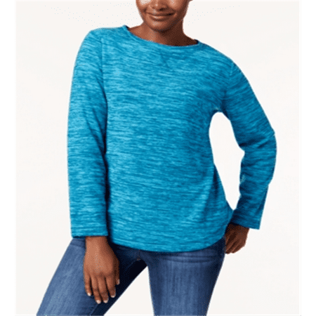 Karen Scott Women's Marled Sweatshirt Teal Size PP