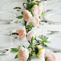 Efavormart 6 ft Blush Silk Peony Garland with Bendable Wire Vines Artificial Flower Garlands with Leaves for Wedding Decoration