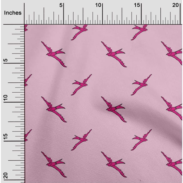 oneOone Cotton Cambric Fabric Bird Block Printed Fabric 1 Yard 56 Inch Wide