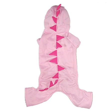 Unique Bargains Cute Pink Dinosaur Winter Pet Puppy Dog Hoodies Coat Jacket Jumpsuit Clothes L