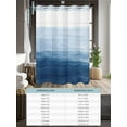 thumbnail image 6 of No Hook Cloth Fabric Shower Curtain with Snap in Liner, Blue Ombre Waterproof Shower Curtains Set with See Through Top Window, Modern Abstract Art Ocean Oil Painting Bath Curtains Shower 72"x78", 6 of 6