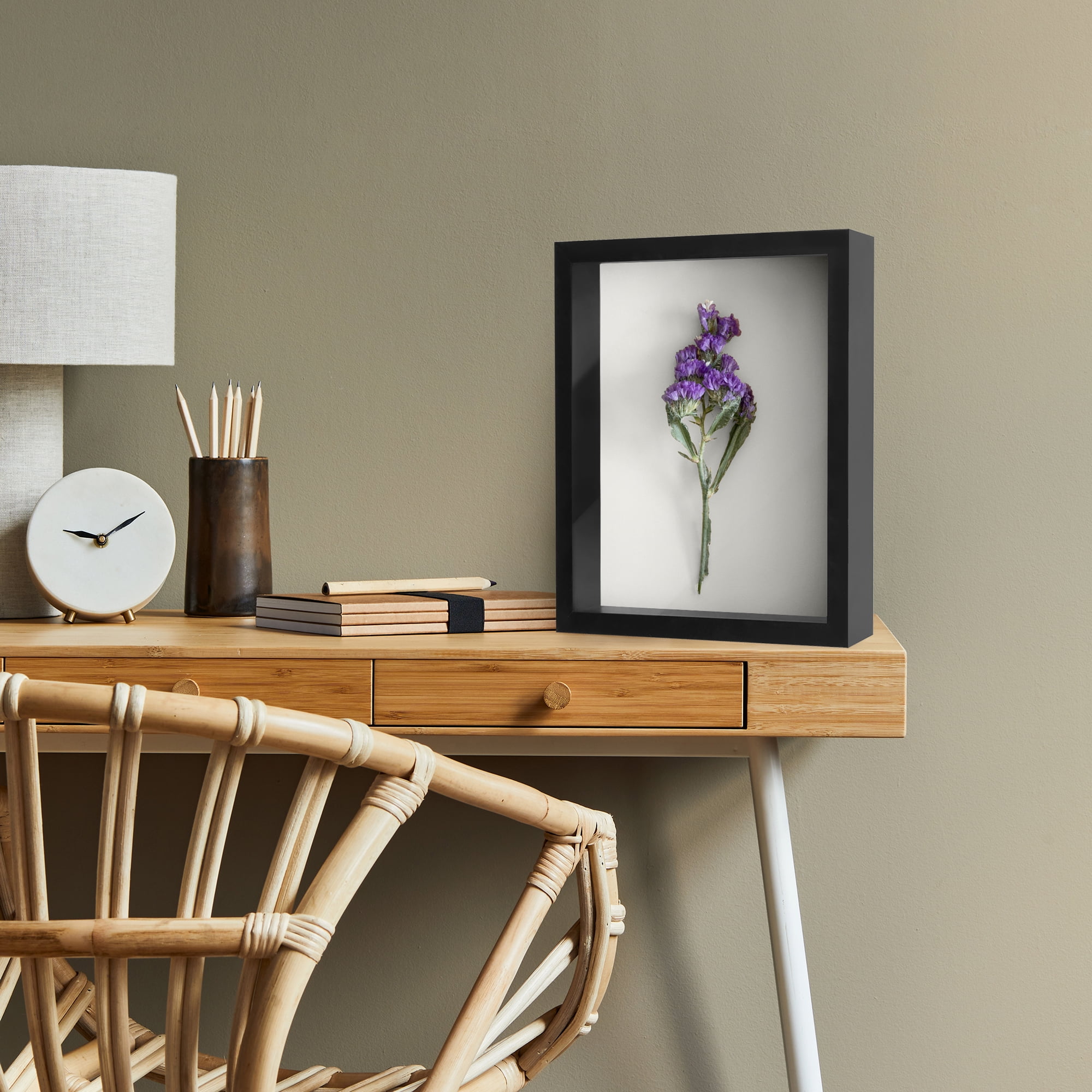 Americanflat 11x14 Shadow Box Frame with Shatter-Resistant Glass Silhouette Collection Large Display - Black