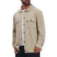 thumbnail image 4 of Men's Casual Shacket Button Long Sleeves Trucker Jacket for Everyday Wear M Khaki, 4 of 6