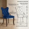 thumbnail image 5 of Dining Chairs Set of 2, Velvet Upholstered Kitchen Chairs with Vintage Copper Nails, Solid Wood Handles & Curved Legs, Mid Century Modern Dining Room Chairs for Home (Blue, Set of 2), 5 of 8