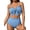 03 Blue, variant on Bikini Sets for Women High Waisted Seashell Textured 2 Piece Swimsuits Knotted Front Bathing Suits