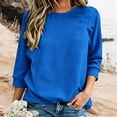 thumbnail image 2 of SuTry Women's 3/4 Sleeve Sweatshirt Crew Neck Loose Fit Pullover Casual Basic Top Relaxed Everyday Wear, 2 of 5