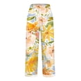 thumbnail image 3 of Casual Pants for Women Retro Printed Loose Pocket Patchwork Cotton Linen Casual Pants, 3 of 6