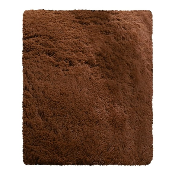 Homary Soft Shaggy Area Rug, Long Pile Plush Carpet for Bedroom Living Room, Non-Slip Floor Mat for Under Coffee Table Bedside Tanuke Brown