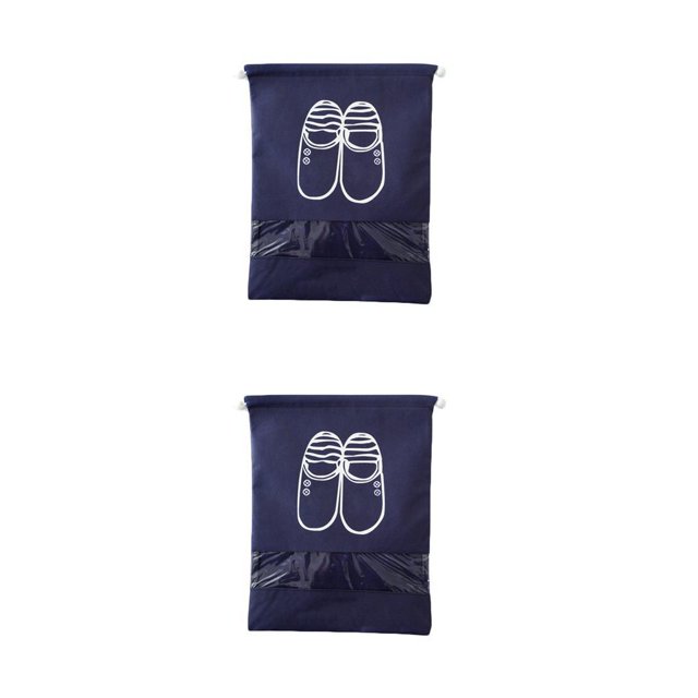 Ounissouiy con cordón impermeable para exteriores, organizador de viaje, bolsa de almacenamiento para el hogar, para ropa, zapatos, azul oscuro medio 2piezas