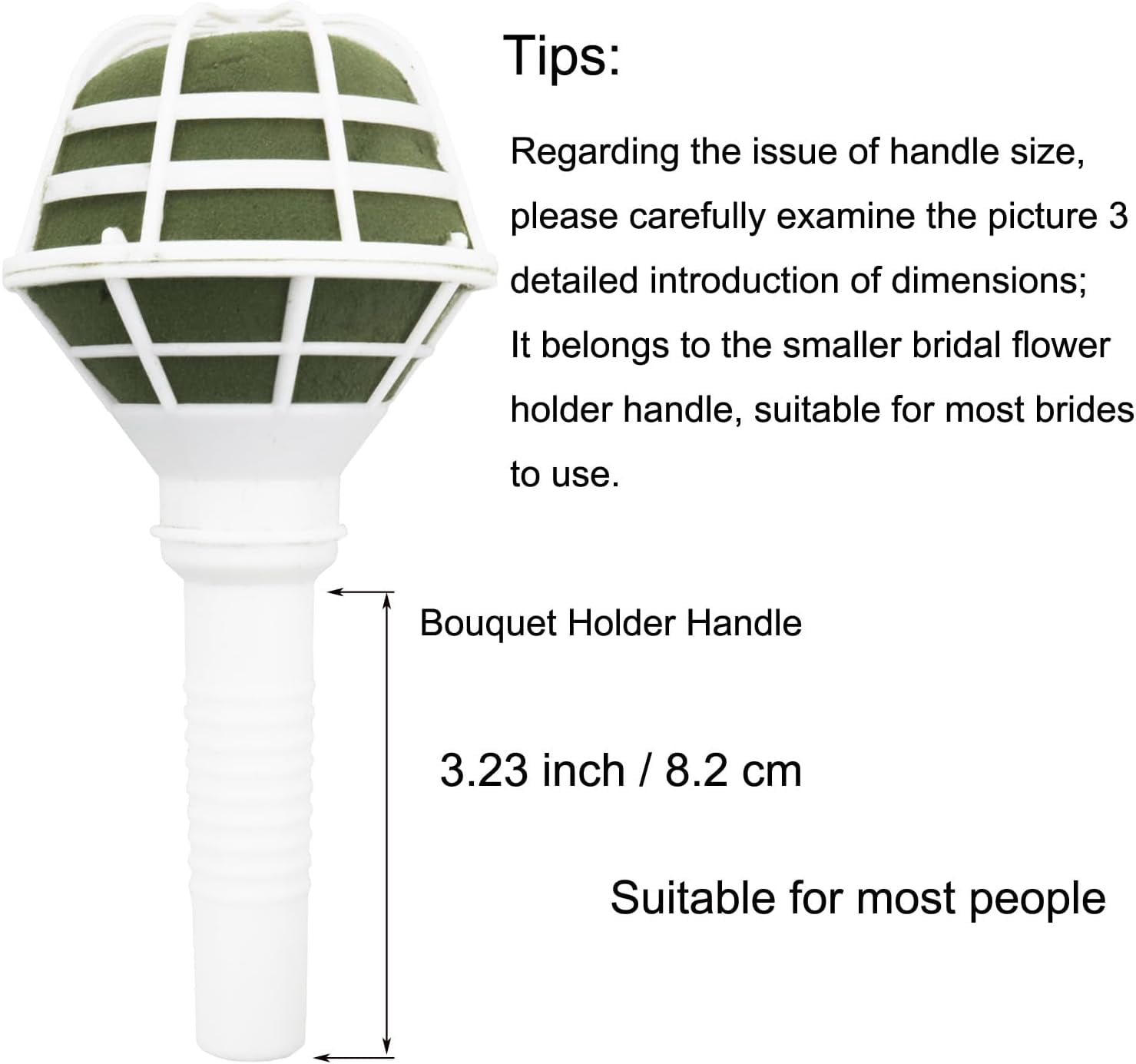 Bridal Wedding Bouquet Holder Decoration Flower Foam Handle, Box of 2