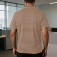 thumbnail image 4 of vdgthytj Mens Short Sleeve Shirts Lapel Collared Button Loose Fitted Pullover Tops Summer Breathable Striped Casual Shirts, 4 of 7