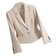 thumbnail image 1 of Blazer para mujer, color liso, solapa con botones, elegante chaqueta de traje, parte superior de poliéster para mujer, 1 of 7