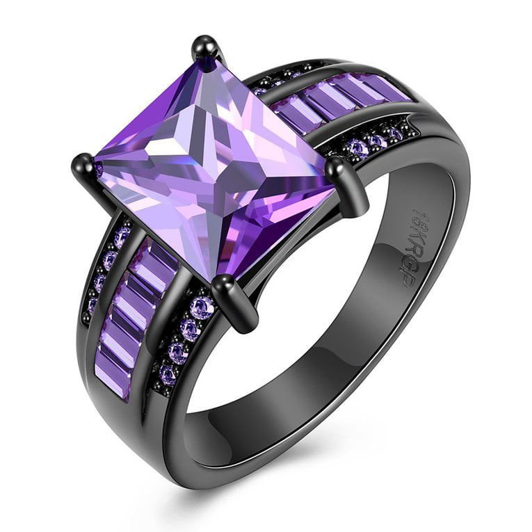 Details about   1 Ct Oval Amethyst & CZ 925 Silver Women's Engagement Ring 14K White Gold Finish 