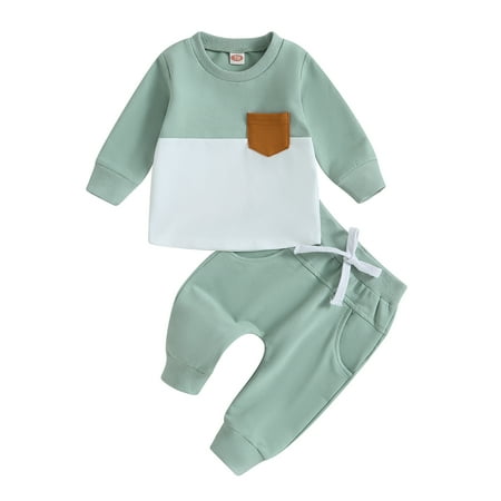 

Newborn Baby Clothes Set 6M 12M 18M 24M 3Y Ribbed Fall Winter Kids Outfits Solid Color Long Sleeve Sweatshirt Tops Pants Set For Infant Tracksuit