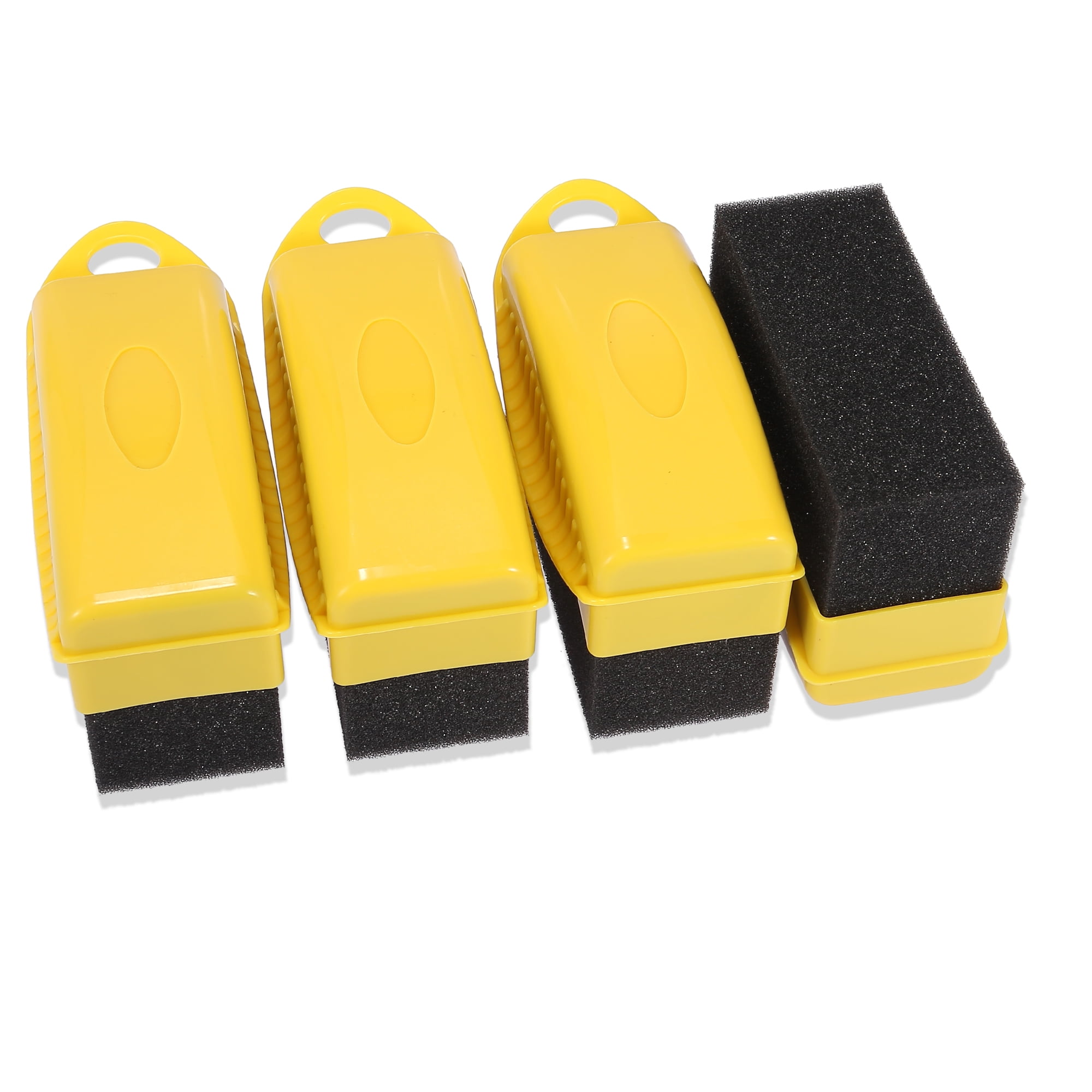 4pcs Car Dressing Tire Tyre Wheel Detailing Shine Contour Applicator Pad Sponge Foam Brush Waxing Clean Non-Lid Yellow