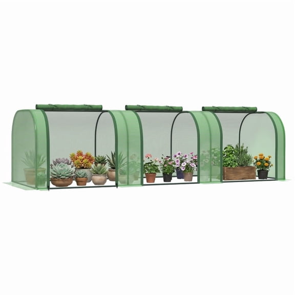 Alvantor Greenhouse Low Tunnel Greenhouse with Zipped Roll-Up Doors 116.1"x39.3"x31.5" Green