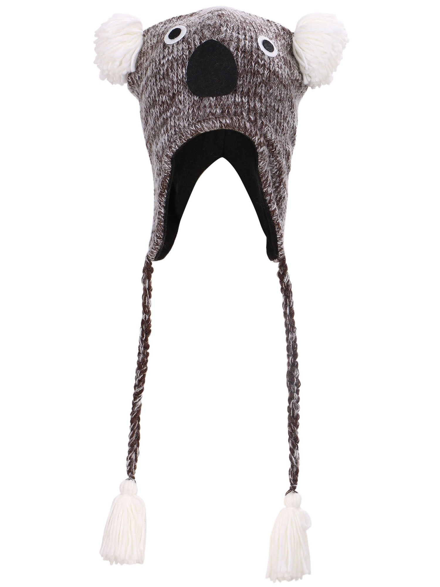deLux classic KOALA HAT & MITTENS SET knit ADULT costume animal LINED men women 