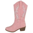 thumbnail image 2 of Forever Women Cowgirl Cowboy Western Stitched Mid Calf Boots Pointy Toe Side Zipper Bling Rhinestone Glitter Western-19 Pink 8, 2 of 3