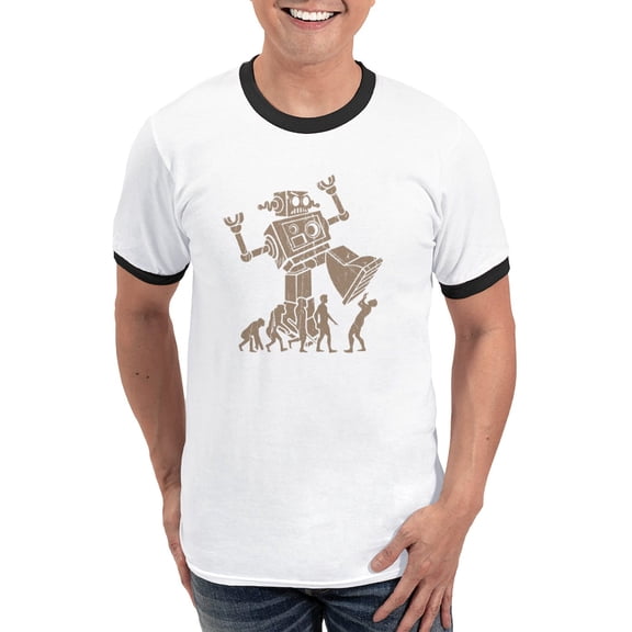 CafePress - 2 Robotv2 T Shirt - 100% Cotton Ringed T-Shirt