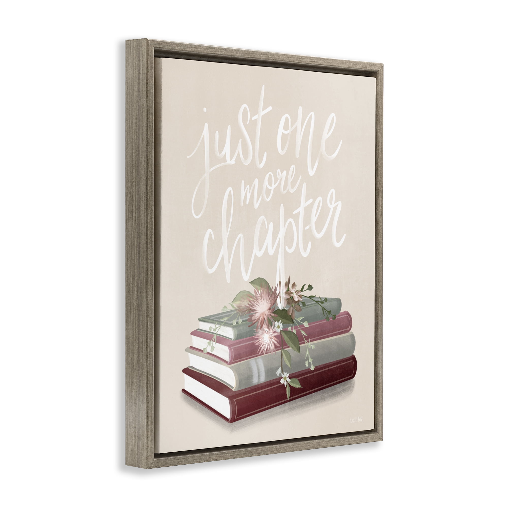 Stupell Industries One More Chapter on Beige Brown Framed Floater Canvas Wall Art, design by House Fenway